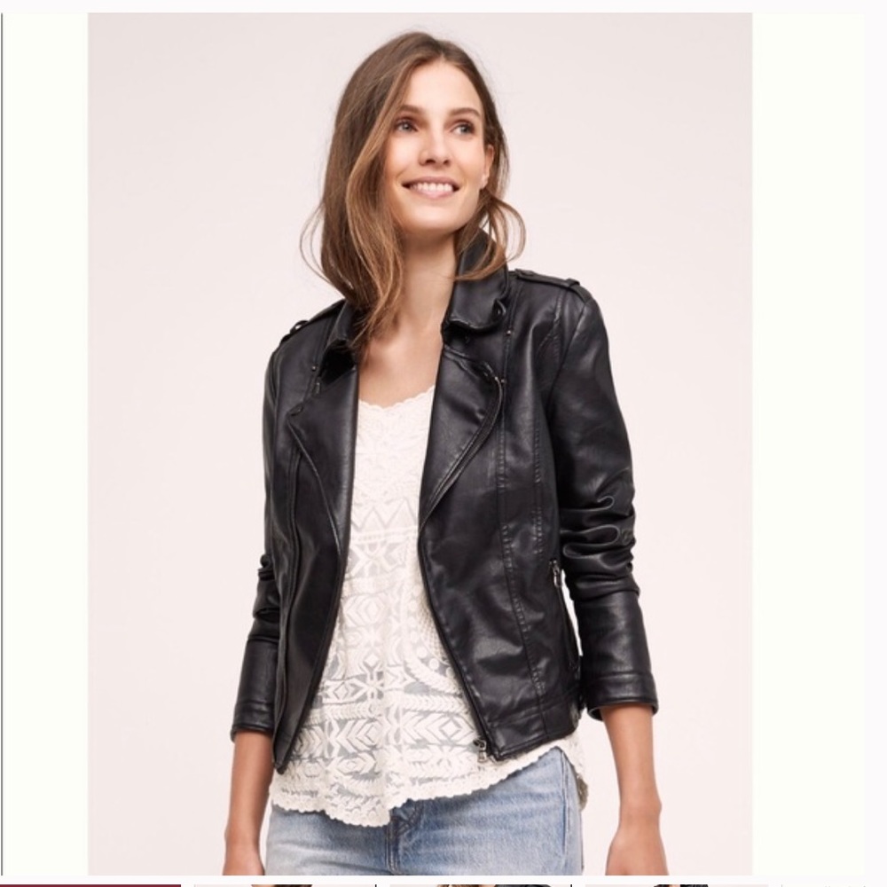 Anthropologie JKT Vegan Leather Moto Jacket